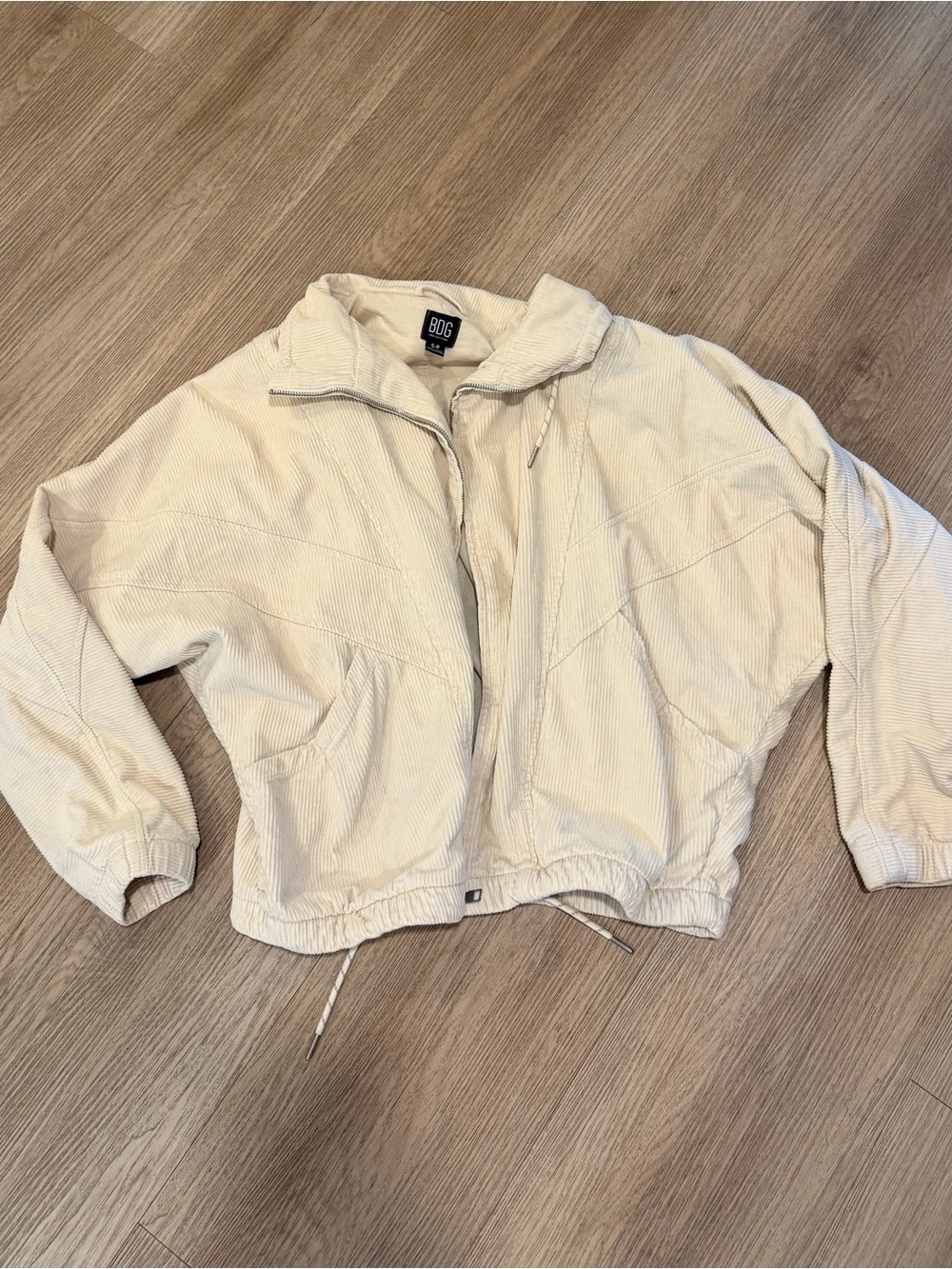 BDG Cream Zip-Front Bomber Jacket